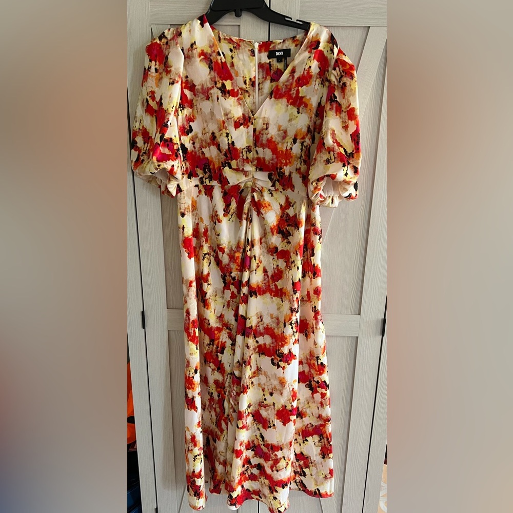 DKNY Midi Puff Sleeve Dress